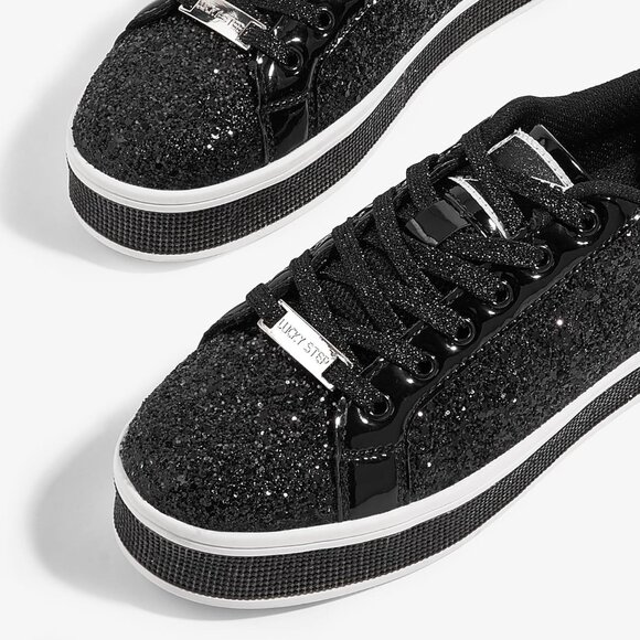 Women's Glitter Platform Sneakers Bling Dressy Birthday Party Shoes - Picture 5 of 9